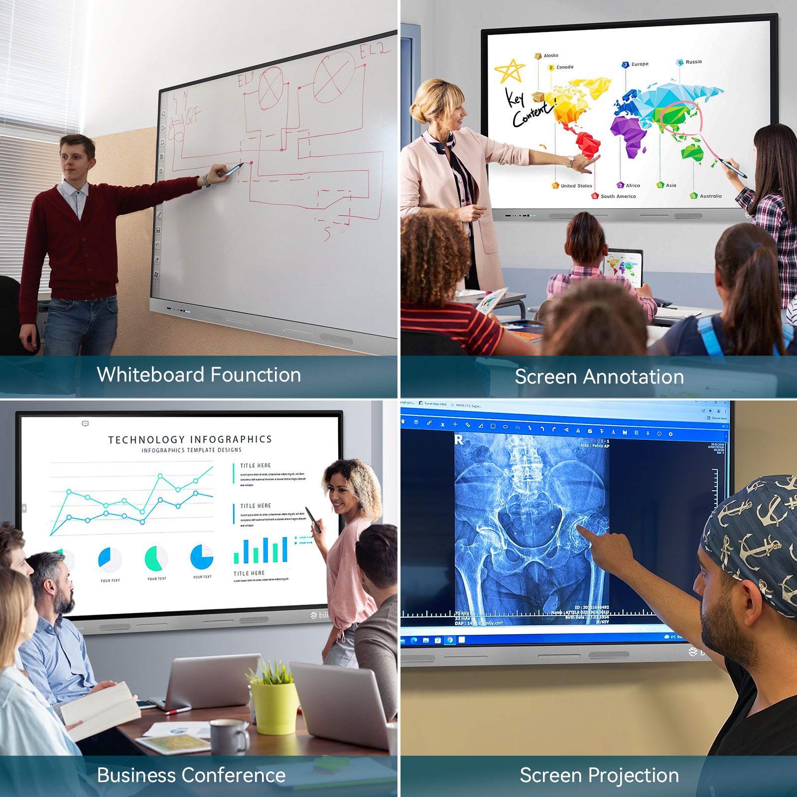 Smart Interactive Whiteboard 4K Screen - Android & Windows System | Gemdragon Display