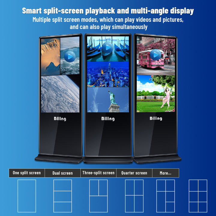 Super Thin Floor Standing Digital Signage Kiosk Stand-alone System | Commercial Displays and Screens