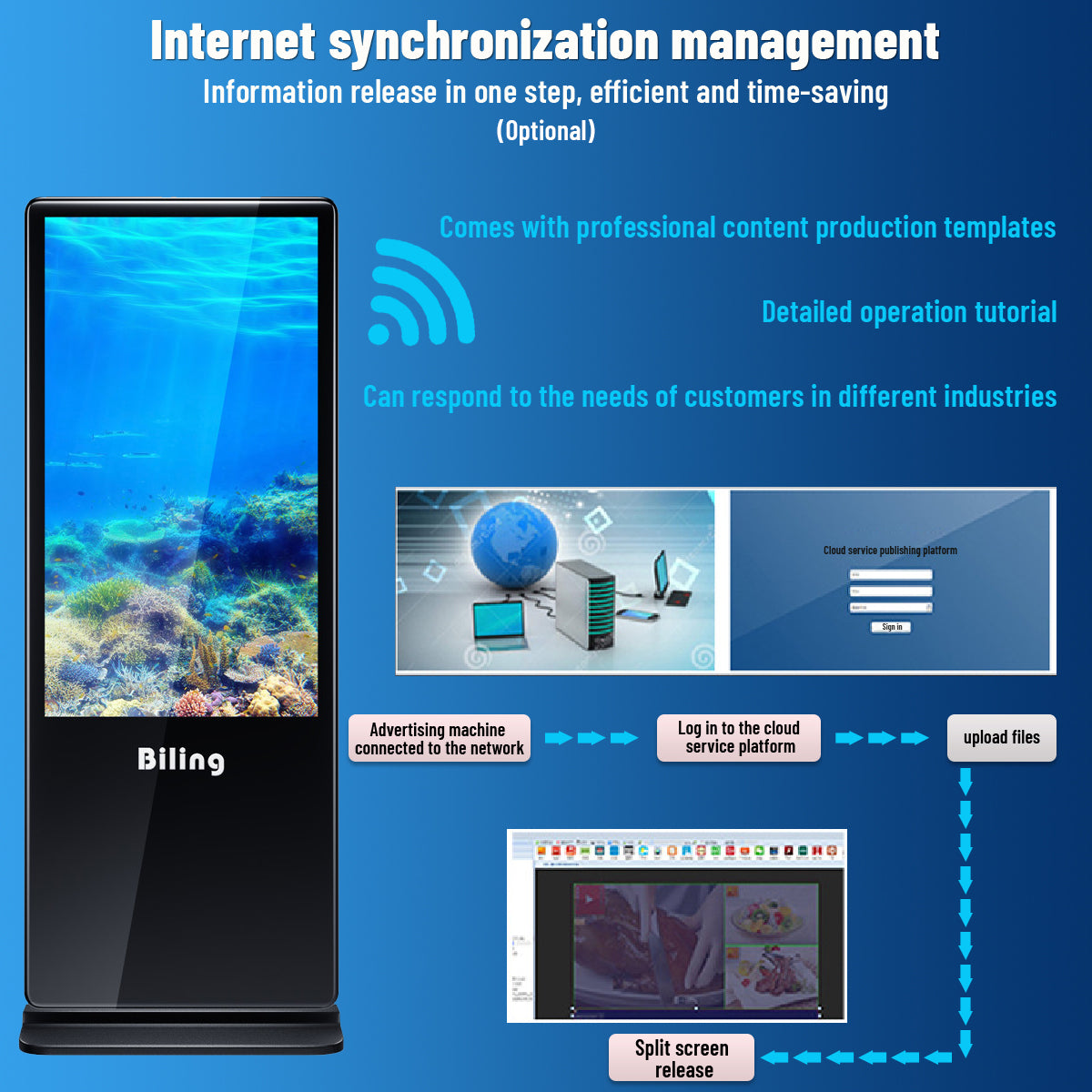 Super Thin LCD Floor Standing Digital Signage Kiosk Android System | Commercial Displays and Screens