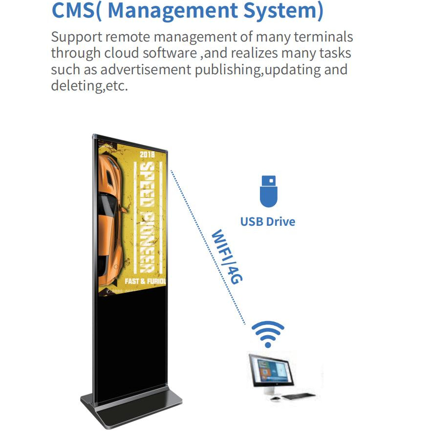 Super Thin LCD Floor Standing Digital Signage Kiosk Windows System | Commercial Displays And Screens