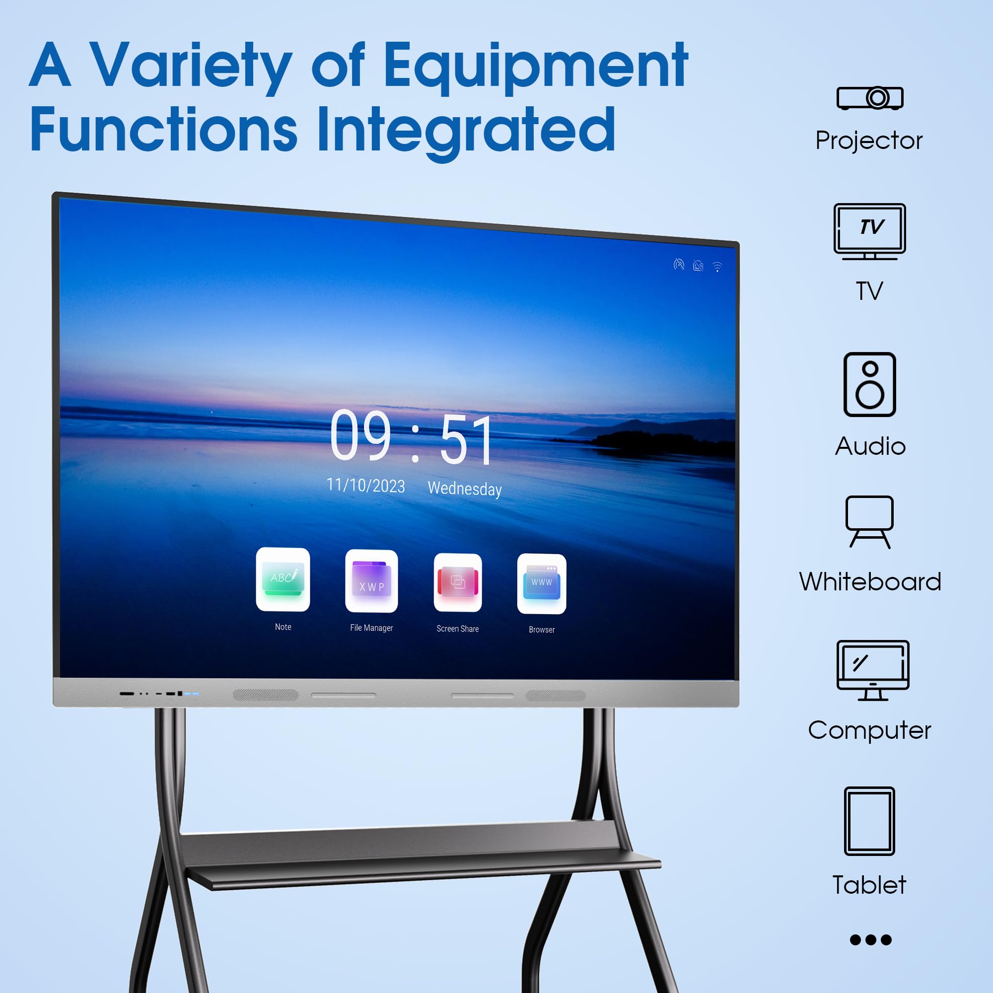 Smart Board 65 Inch with Android + Windows System Interactive Whiteboard 4K UHD | Gemdragon